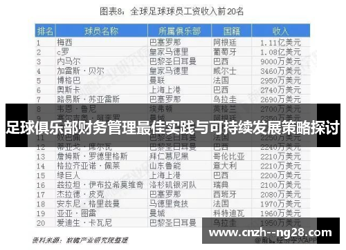 足球俱乐部财务管理最佳实践与可持续发展策略探讨