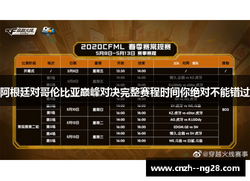 阿根廷对哥伦比亚巅峰对决完整赛程时间你绝对不能错过 阿根廷对哥伦比亚巅峰对决完整赛程时间你绝对不能错过